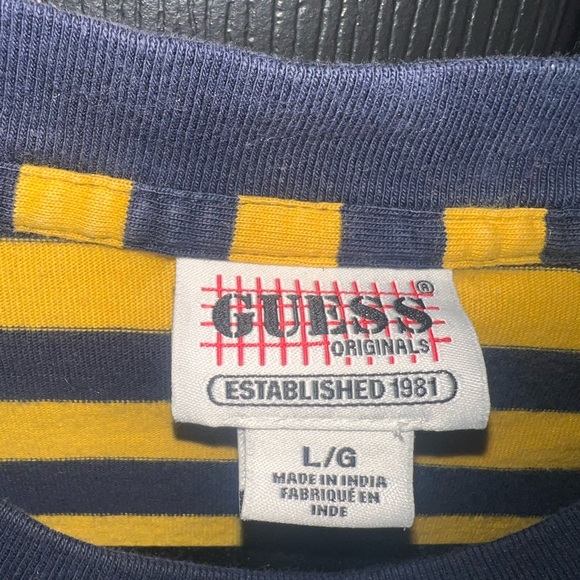 Guess Yellow and Blue Striped Tee - Picture 2 of 3
